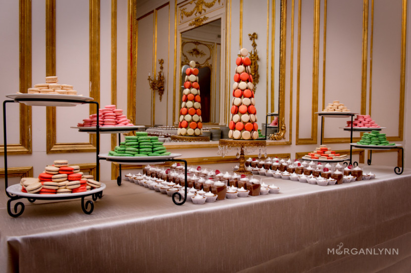 It's not a French wedding without macarons! Macaron by Patisse created custom macarons to match the design and colors of the wedding.
