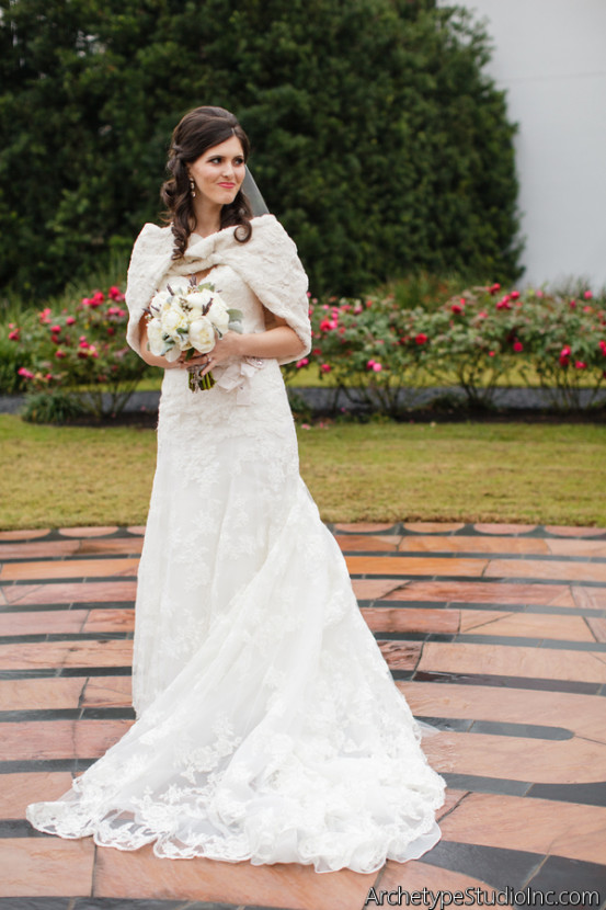 A real snow princess! The faux fur wrap was the perfect touch for Vanessa's winter bridal look.