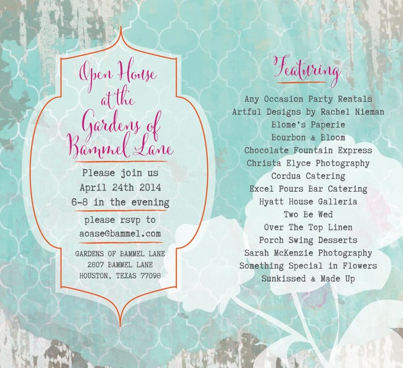 Save the Date for the next open house, April 24th at Gardens of Bammel Lane. See event page for more information.